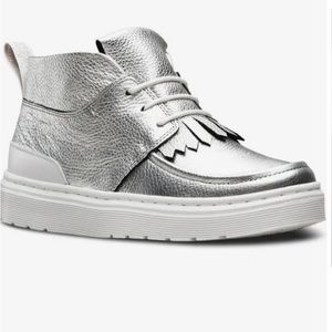 Dr. Martens Jemima Kiltie Chukka Metalic Silver Leather Boot Shoes